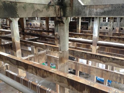 Fill and distribution system replacement on a large concrete structure cooling tower at a local power plant.